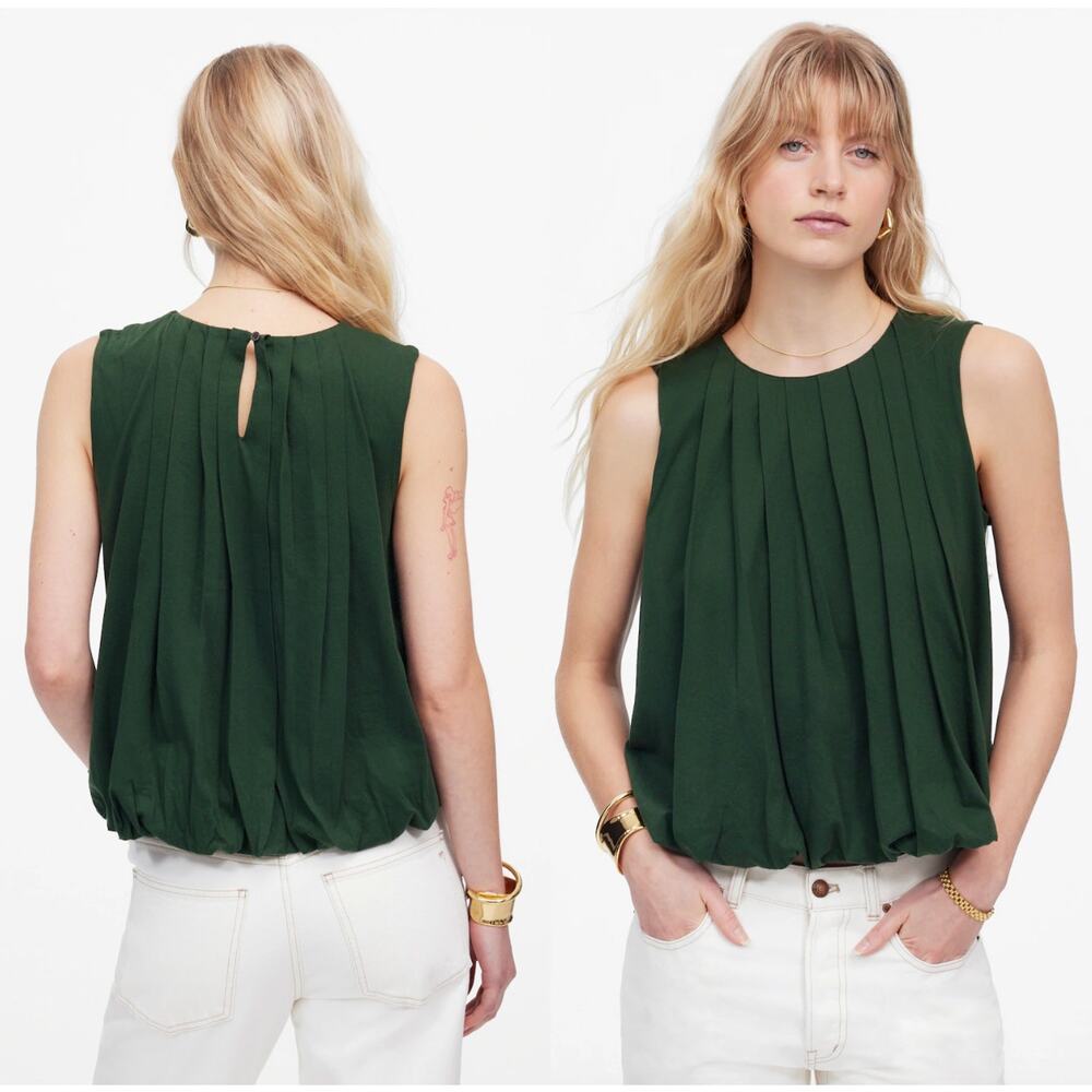 Madewell | NWT | Sleeveless Crewneck Bubble Top Summit Green | Sz XS